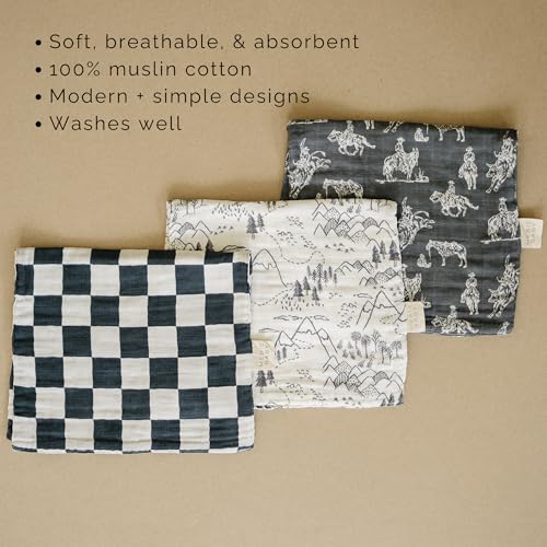 Mebie Baby Burp Cloths, Western, Muslin Burp Cloth Set for Spit Up, Drool, and More, Boho Burp Cloths for Baby Boy and Girl, Baby Must Haves for Registry Lists and Gifts for Newborns4