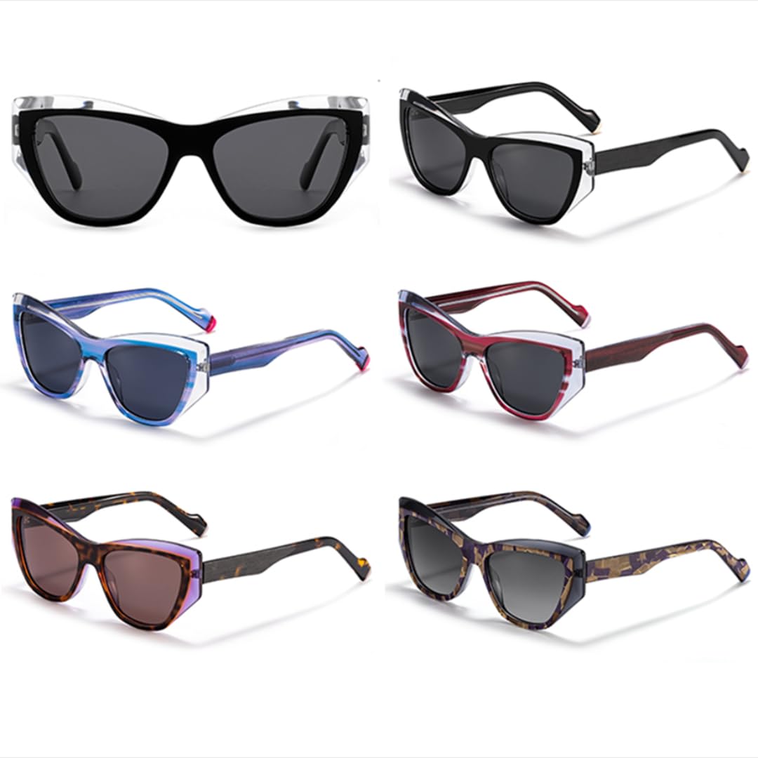 Occhiali da sole da donna in acetato con montatura a occhi di gatto, occhiali da sole da uomo alla moda e di lusso per la guida con protezione UV400.