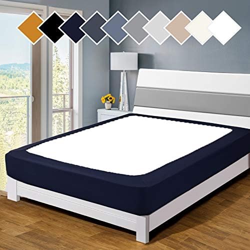 Twin Six Premium Box Spring Cover Update Bed Skirt Wrap Around Cover, Mattress Cover (Navy Blue, Full/Full XL)