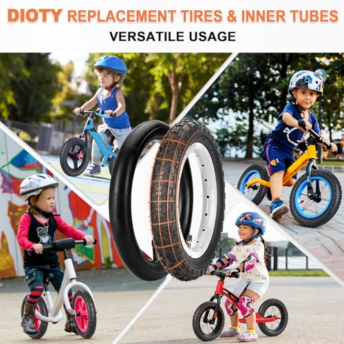 2-PCS 12"/12.5" Kids Bike Tire Set, 12/12.5x2.125 inch Folding Replacement Children Bicycle Tires and Tubes with Levers and Rim Strips, Puncture-Resistant 12inch Tire for BMX MTB Children Racing