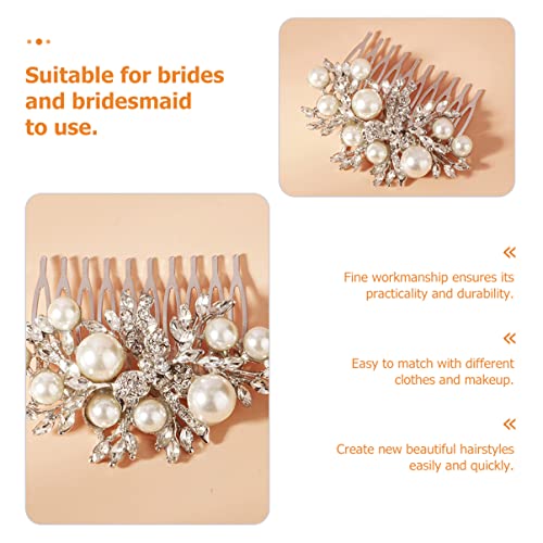 Lurrose 2 Pente Acessórios de Festa de Pérolas Garfo de Cabelo Com Noiva Strass Pente Dentes Vintage