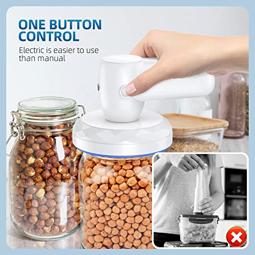 Mason Jar Vacuum Sealer Food Saver Jar Sealer 6 In 1 Electric Handheld Vacuum Sealer Air Pump For Wide And Regular Mouth Mason Jar Compatible With Food Saver Vacuum Sealer Machine (White) #TOP3