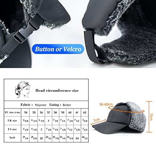 Trapper Hat Winter Hats For Men Warm Hunting Ski Ushanka Hat With Mask Ear Flaps For Men Women Black #TOP1