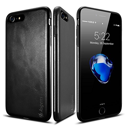 ROYBENS iPhone 7 Case Carbon Fiber, Hybrid Rubberized Ultra-Slim Anti-Slip Case TPU Leather Shockproof Cover for iPhone 7 (2016) - Black