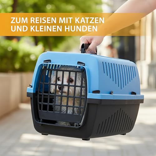 Ferplast Katzentransportbox SKIPPER 2, Hundetransportbox, Haustiertransportbox für kleine Hunde und Katzen bis 8 kg, Hundetransportbox, Katzentransportbox, 55x36xH 33 cm, aus Kunststoff mit Klappgriff