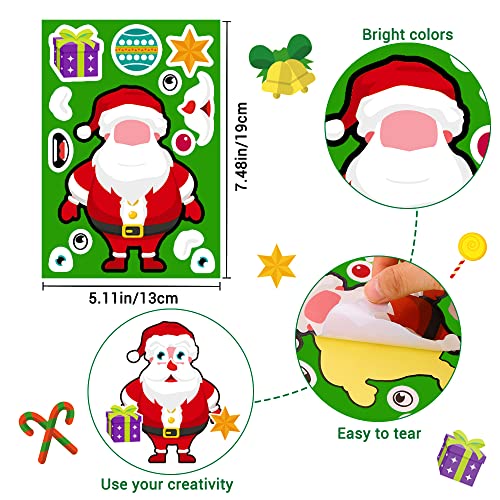 Graccee 24Pcs Christmas Party Game Stickers Xmas Snowman Santa Make Your Own Face Stickers For Christmas Stickers Party Favors #TOP2
