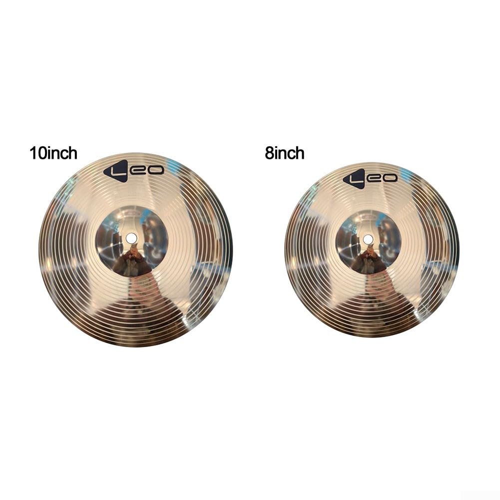 Professionelle Performance Schlagzeug-Becken 8 und 10 Percussion Splash Crash Hi Hat Schlagzeug-Becken Messing Splash Becken Musikinstrument für Schlagzeug Set (25,4 cm)