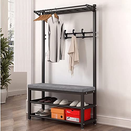 Entrée encombrée ? Solution porte-manteau avec banc de rangement