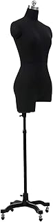 BZGPMFUD Maniquíes Torso Femenino de Costura Negra, exhibición de Vestidos y Ropa, maniquí de Sastre, Altura Ajustable.