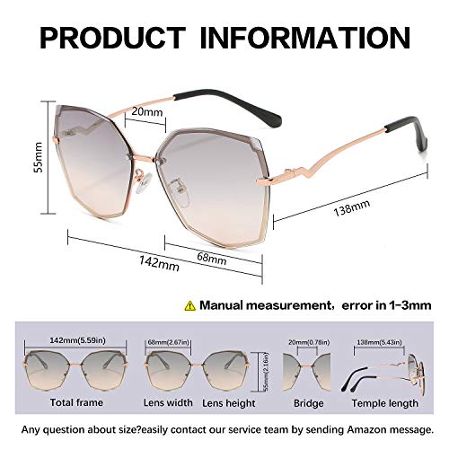 Sunglasses for Women trendy Polygon Oversized Fashion Designer Style Gradient UV400 octagon Lens Metal Frame3