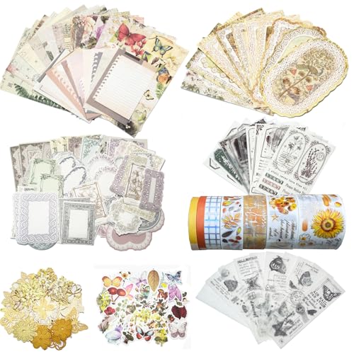 Kit fournitures scrapbooking vintage et papeterie bullet journal