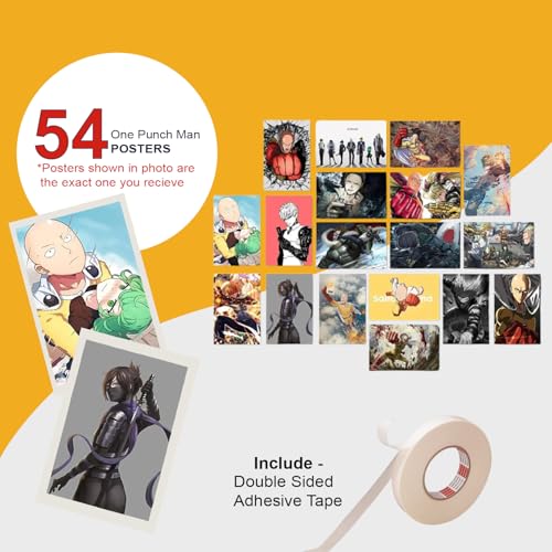 Image of ATEVON One Punch Man Wall Poster Set - Pack of 18 Mini Wall Collage Kit (6x4 Inch) - Aesthetic Posters for Room Decor, Unframed Wall Art for Fans