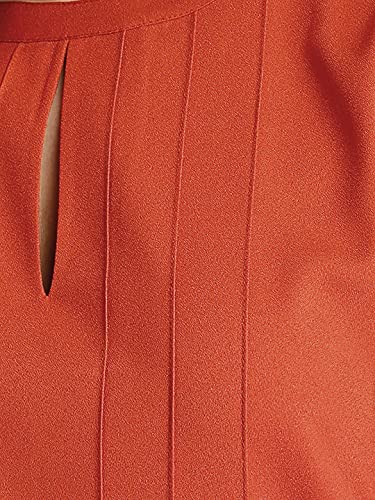 Image of FableStreet Women's Polyester Stylised Neck Pintuck Midi Dress