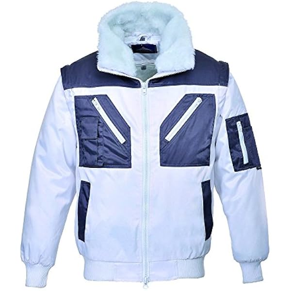 Portwest PJ20 Dwukolorowa kurtka typu Pilot, Bialy/Szary, Regularny, Rozmiar 5XL