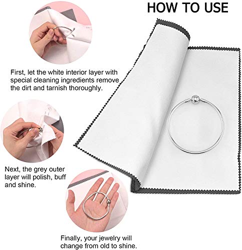 image for SEVENWELL 4pcs Jewelry Polishing Cleaning Cloth Large 10'' x 12'' for 