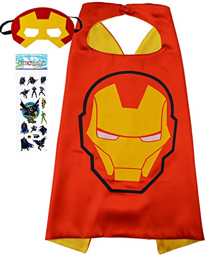 Superhero Costume and Dress Up for Kids - Satin Cape and Felt Mask (Iron Man)