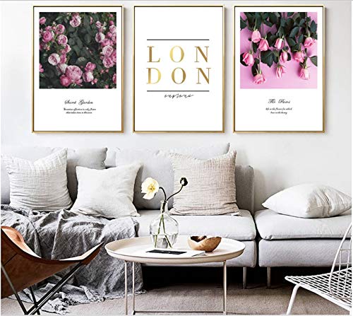 Cuadros de flores modernas para un salón elegante juego de lienzos 60x80cm sin marco
