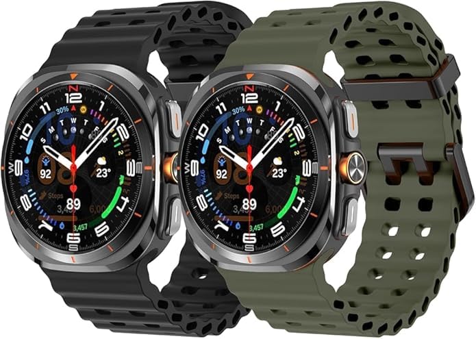 Image of CERLINK Ocean Silicone Sport Bands For Samsung Galaxy Watch Ultra 47MM Band, Adjustable Breathable Soft Waterproof Strap For Galaxy Watch 7 Ultra