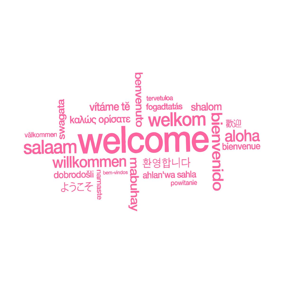 Welcome Sign Wall Art Decals Various Language Wall Poster Office Shop Window Decoration Welcome Design Vinyl Wall Sticker Small - 42x72cm