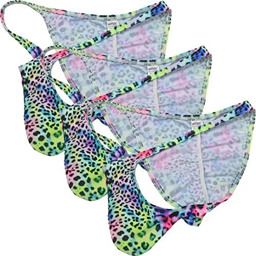 Orocojuco Men Leopard Bikini Briefs Whale Tail Back Underwear Pouch Mini Briefs 3-Pack (Color Leopard) L Orocojuco-04 #TOP17