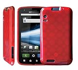 motorola atrix hd  Funda carcasa silicona de gel rojo para Motorola Atrix + película de protección