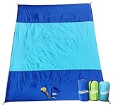 SAND-AWAY Sand Proof Outdoor Compact Beach Blanket (20% Bigger 9 x 7 ft) Oversized Beach, Picnic Blanket/ Beach Mat (INCLUDES 4 FREE STAKES!) Great for the Beach, Picnic, Camping, Hiking - XXL (royal)