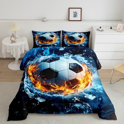 Image of Feelyou 3D Soccer Ball Game Comforter Set Full Size Boys Girls Teens