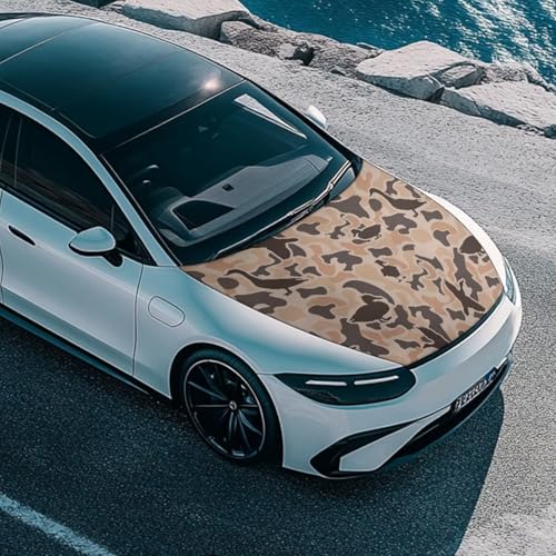 Image of Renewold Duck Camouflage Car Front Hood Cover Sedan SUV Small Truck Auto Hood Wrap Blanket Fashion Automotive Exterior Accessories Winter Christmas Indoor Outdoor Decor All Season