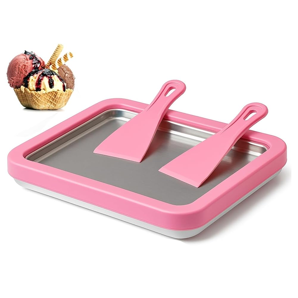 Hndhbfgrt Rolled Ice Cream Maker DIY Ice Cream Roll Maker with 2 Scrapers for Homemade Rolled Cream Frozens Yogurt Gelato Sorbet AtHome B