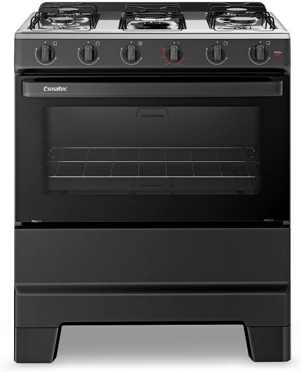 Fogão Esmaltec 5 Bocas Preto com Mesa Inox e Acendimento Manual — Melhor custo-benefício para cozinhas práticas