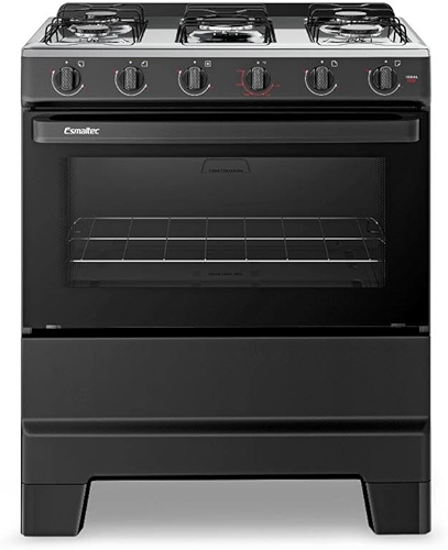 Fogão de Piso 5 Bocas Esmaltec F5ISP Ideal Pop | Mesa em Aço Inox, Acendimento Manual, Preto