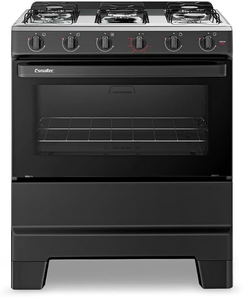 Fogão de Piso 5 Bocas Esmaltec F5ISP Ideal Pop | Mesa em Aço Inox, Acendimento Manual, Preto