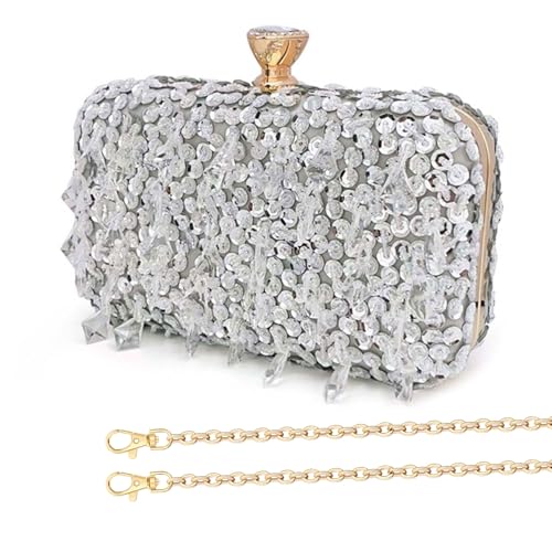Sac de soirée à paillettes spacieux boîte rigide chic