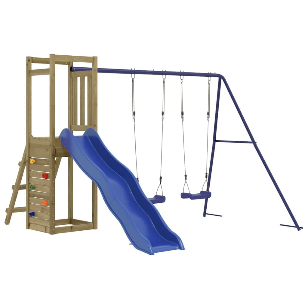vidaXL Parque Infantil de Exterior Madera de Pino impregnada, Juego de Columpios de jardín, casa de Juegos con Columpio, Juego de Columpio y tobogán