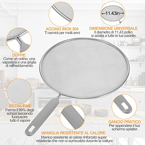 Paraspruzzi in Acciaio Inox,Set di 3 Paraschizzi