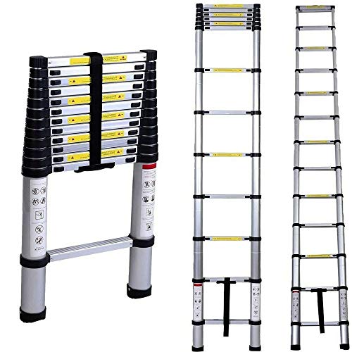 Escalera Telescópica de 3.8m, Escalera de Aluminio, Escalera Plegable Multiusos para...