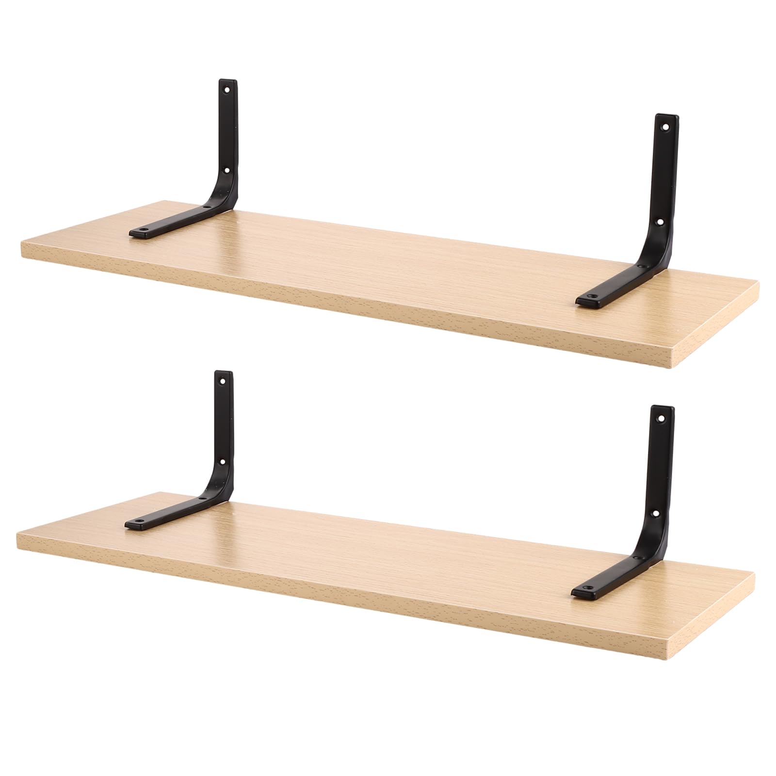 ASelected 2 PCS Floating Shelves,Rustic Wooden Floating Shelves for Wall,Shelves With Brackets,Wall Mounted Shelf with Large Decor Storage Display Shelf for Bedroom, Kitchen, Office, Living Room 60CM