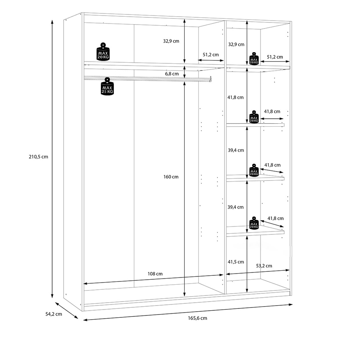 Meubletmoi Armoire Dressing/Penderie Décor Chêne et Sable Mat avec Miroir, 3 Portes Battantes et Poignées en Plastique Effet Aluminium - Design Contemporain - DODOMA