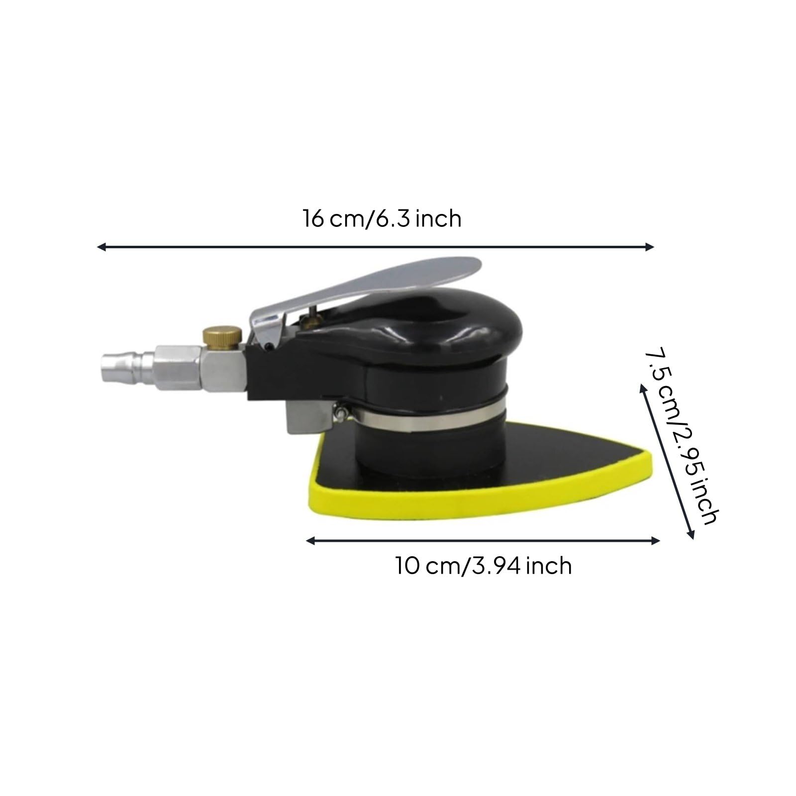 Milageto Lijadora Neumática Máquina de Lijado Pulidora Herramienta de Aire Multifuncional con Acceso a Esquinas y Acabado , Pequeño Triangular 70mm 100mm Con Base De Gancho Y Bucle