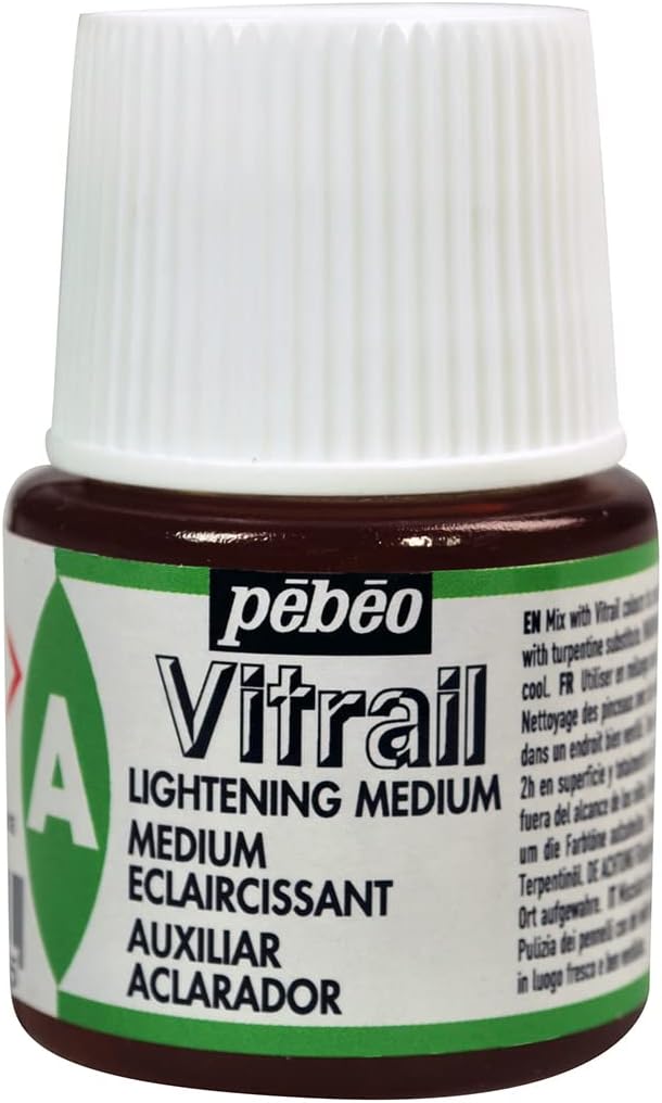 Pebeo 45 ml Vitrail Lightening Medium Stained Glass Effect Glass Paint, Transparent, 051000