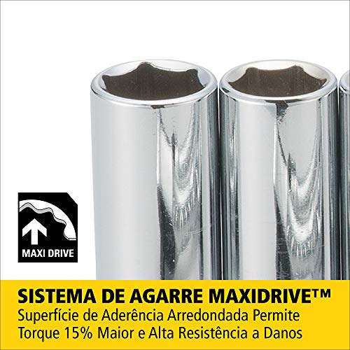 STANLEY Jogo de Soquetes e Catraca Estriados 1/2 Pol. com 11 Peças 10 a 19mm 86-734