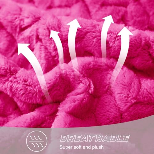 Image of Exclusivo Mezcla Fleece Throw Blanket for Couch Sofa, 50 inchx70 inch, Hot Pink