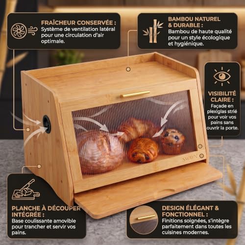 SWAYN - Boîte à Pain en Bambou 1 Compartiment avec systeme de Ventilation (naturel) – vue 4