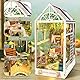 CRIOLPO Book Nook Kit-DIY Puppenhaus Holz Haus, Buch Ecke Miniatur Kit für Erwachsene Teens, 3D Holzpuzzle Bücherecke Bücherregaleinsatz mit Sensor Led Licht