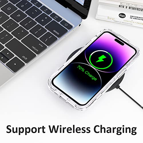 Anuck Case For Iphone 14 Pro Max Case 6.7 Inch, Crystal Clear Heavy Duty Defender Phone Case 3 Layer Shockproof Full-Body Protective Case Hard Pc Shell & Soft Tpu Bumper Cover For Women Girls, Clear #TOP4