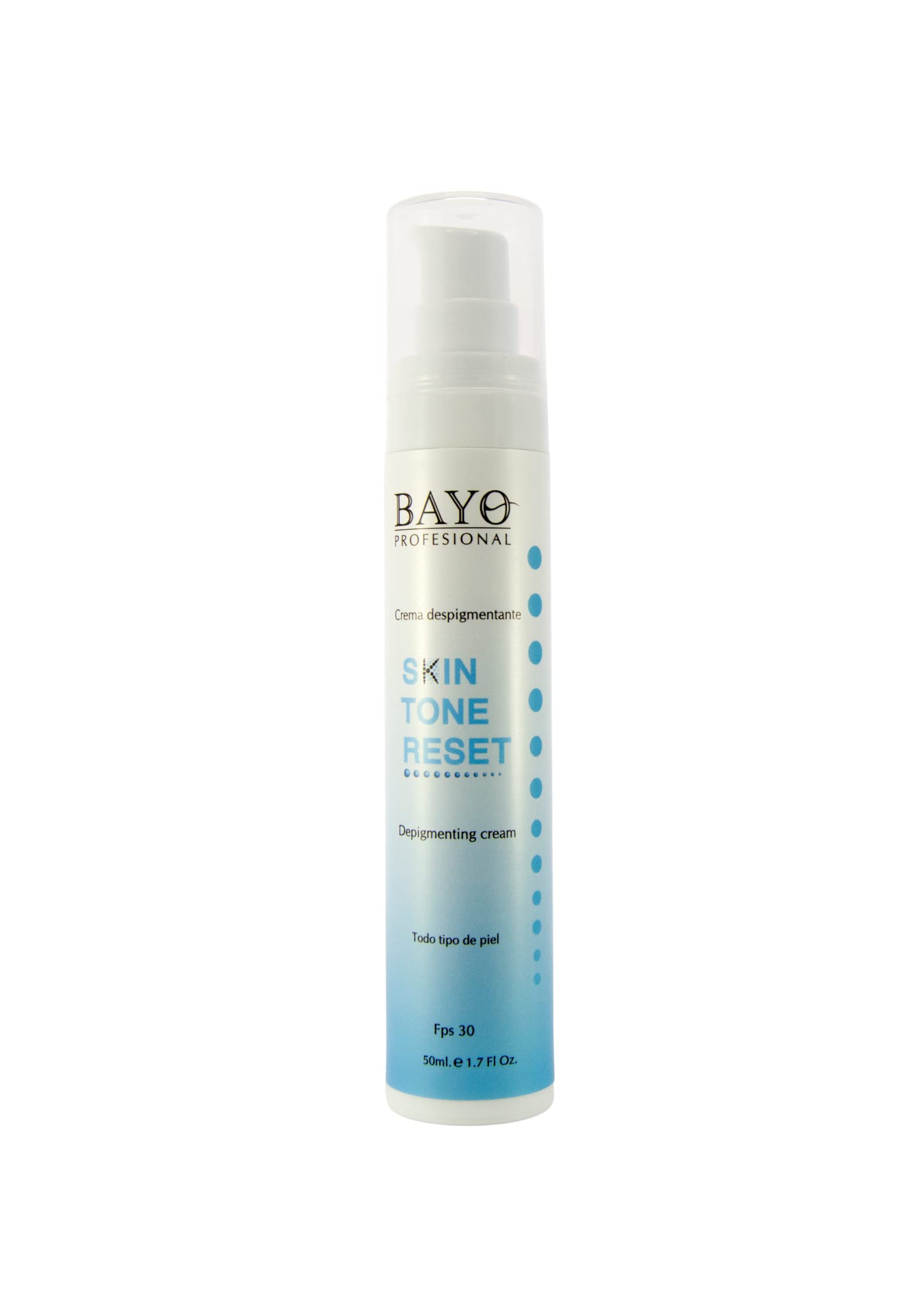 Crema Despigmentante, anti manchas, SKIN TONE RESET Bayo Profesional 50ml. Crema de día unifica el tono, aporta luminosidad, ataca y disminuye las manchas de la cara progresivamente.