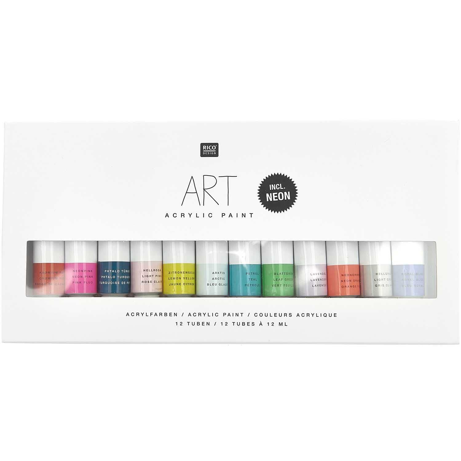 Set 48 Colori Acrilici ARTISTIK – Tubetti Da 22ml – Neon, Pastello, Metallizzati E Glitter – Alta Pigmentazione Per Artisti E Principianti