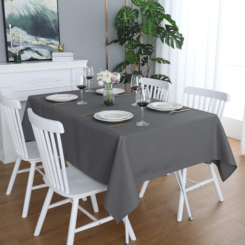 LivinEase Mantel 140 x 300 cm - Carbón Mantel Rectangular de Mezcla de algodón de 250 g/m² para Mesa de 8 a 12 Personas - Elegante Mantel drapeado para la Mesa navideña