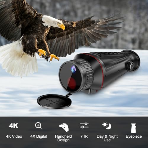 Dumjug 4K Digital Night Vision Monocular with Infrared Illuminator & Video Recording, 1314ft Long Distance, Night Vision Goggles Binoculars for Hunting, Camping, Surveillance with 32 GB SD Card