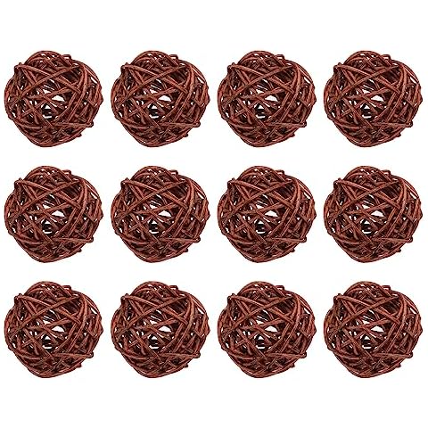 Sourcing Map 12 Handmade Wicker Rattan Balls Cover